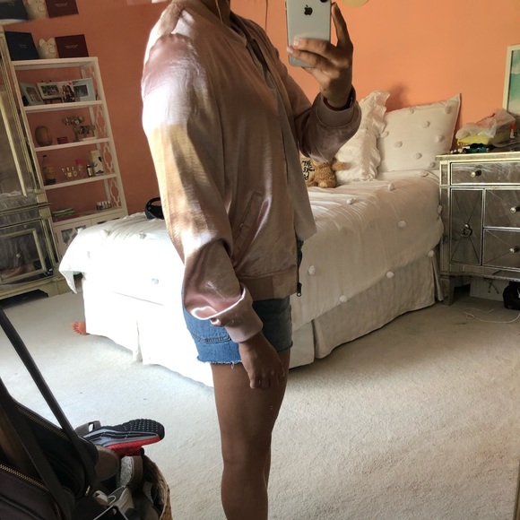 Pink Satin Bomber Jacket - Picture 3 of 5